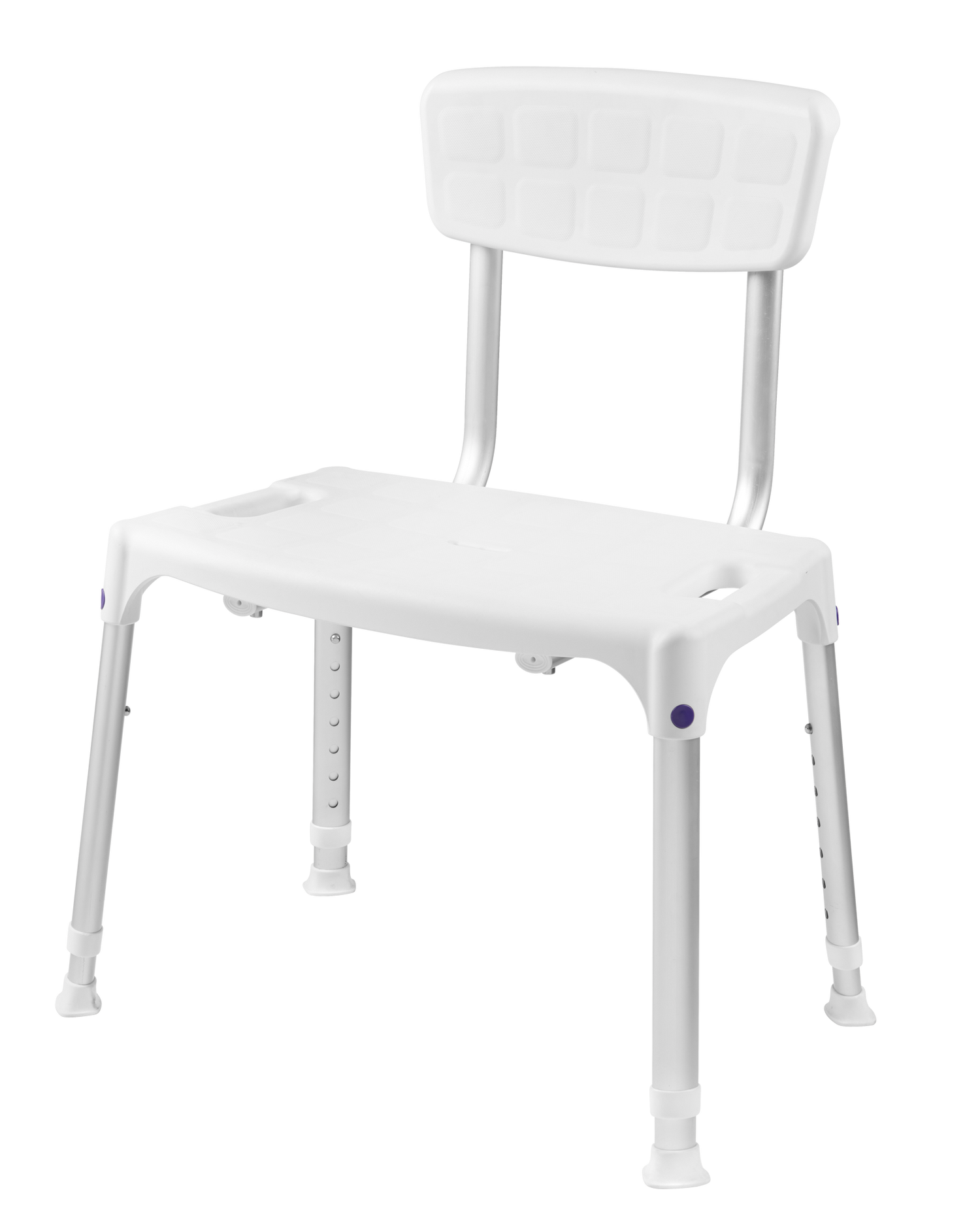 SecuCare Chaise de douche Quattro avec dossier, Blanc, réglable en hauteur 390-540 mm