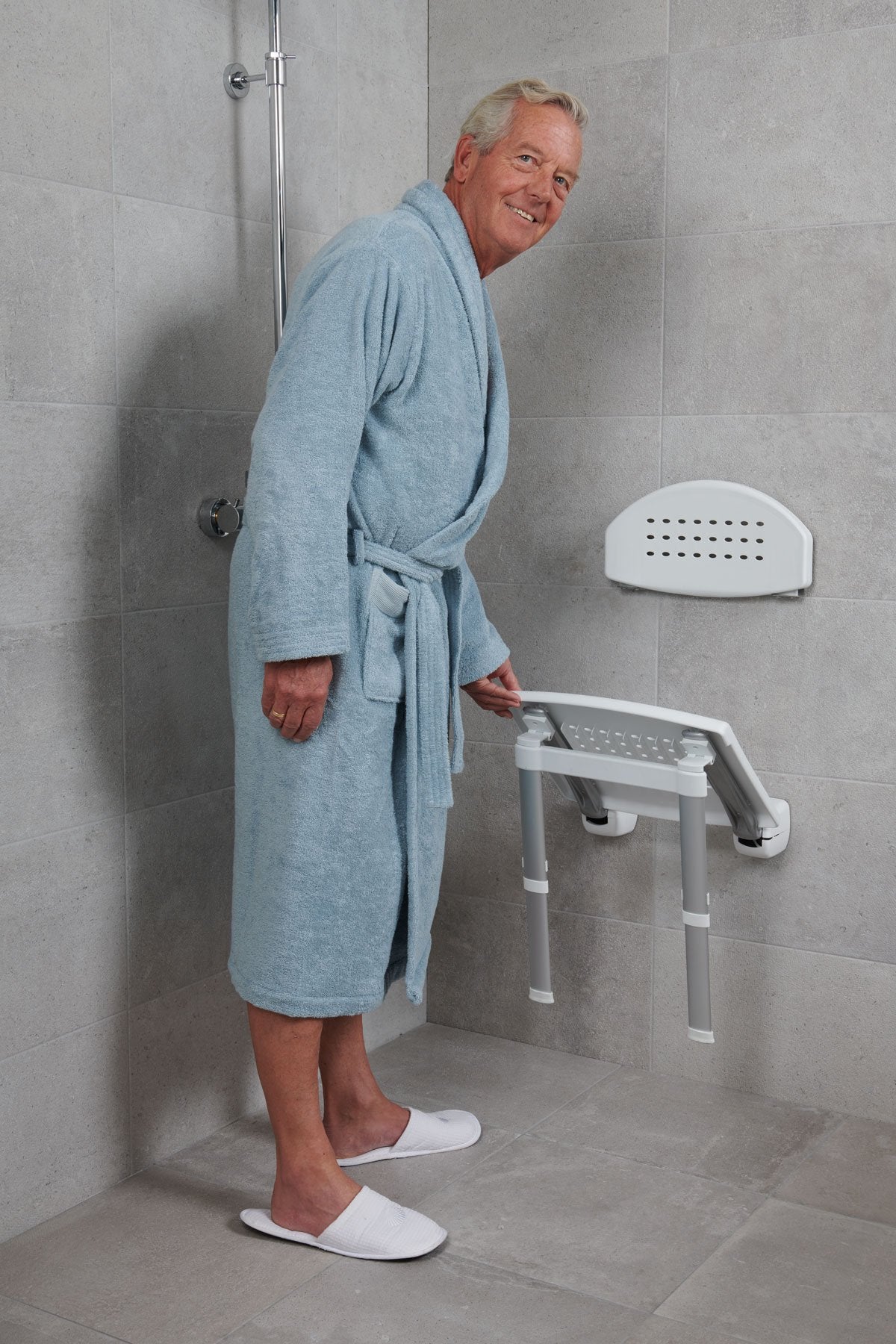 SecuCare Dossier pour chaise de douche et siège de douche rabattable